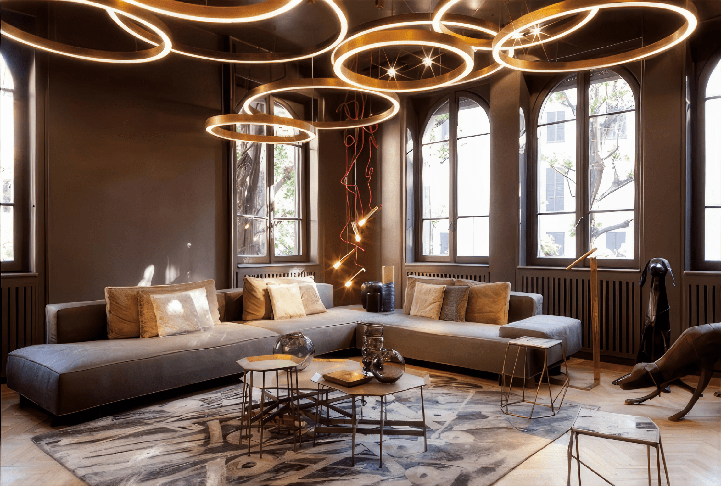 MW Interior Referenzprojekt Private Villa – luxuriöse Inneneinrichtung mit exklusiver Deckenbeleuchtung und hochwertigen Möbeln