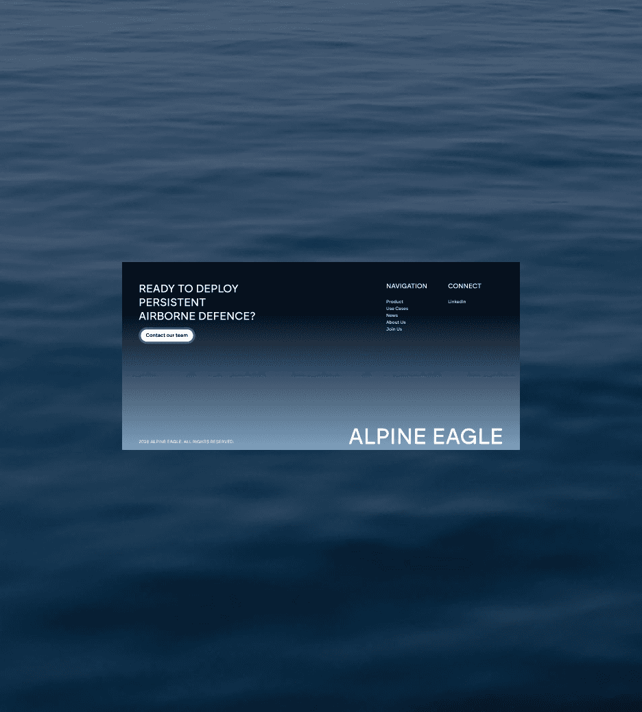 alpine eagle footer design mit wasser bild in hintergrund