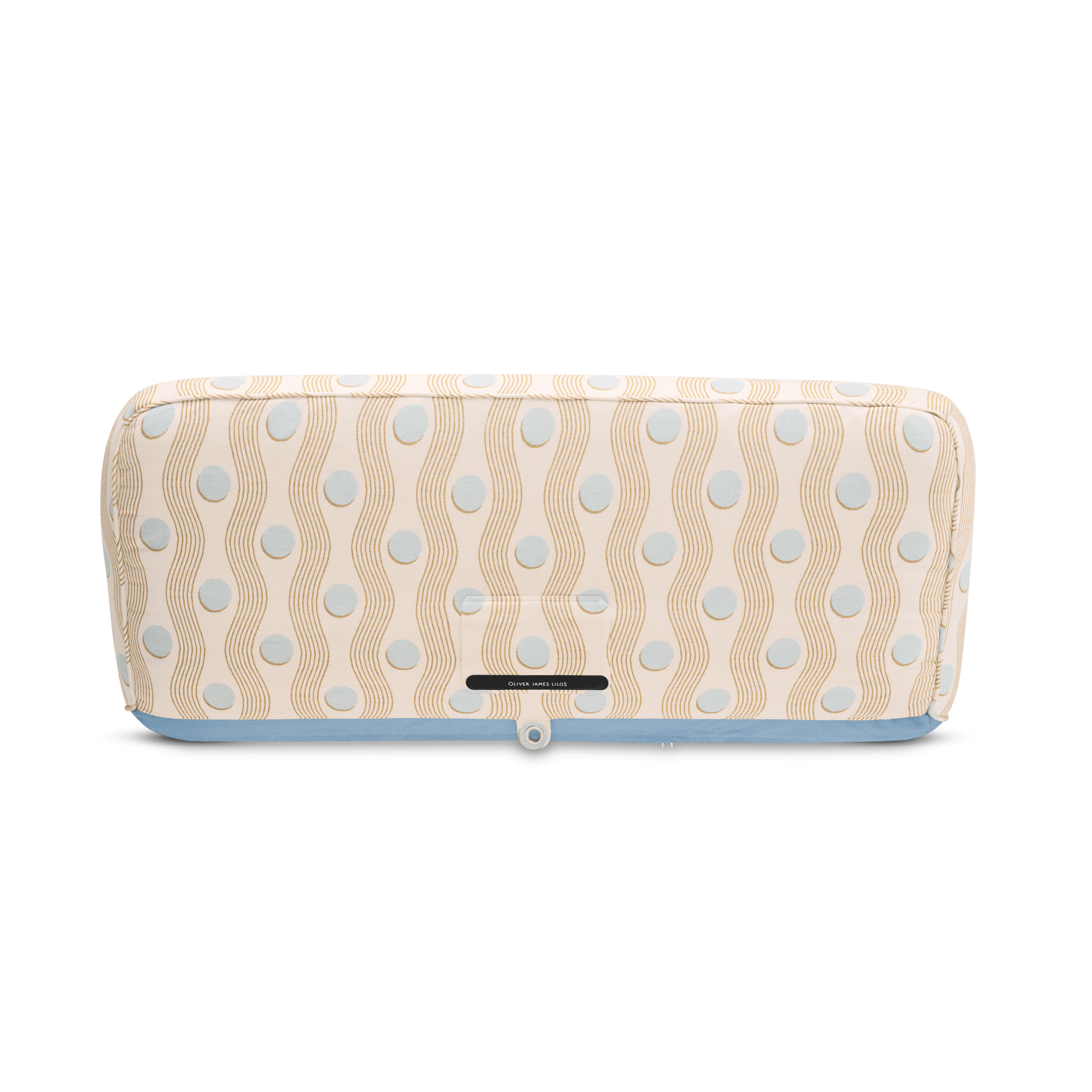 Double pool float showing cream geometric-weave panels and light blue base