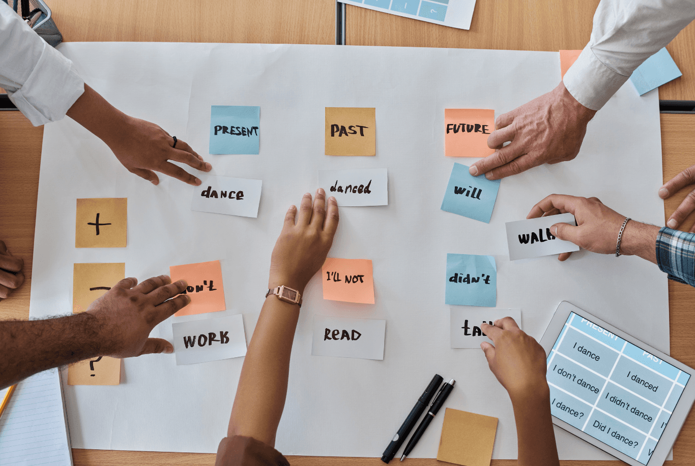 sticky notes on corkboard