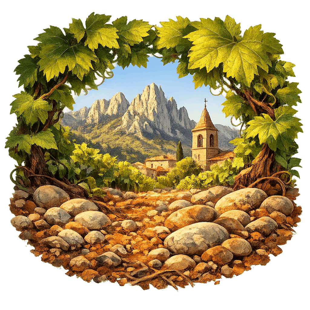 Detailed graphic of the Côtes du Rhône wine region.