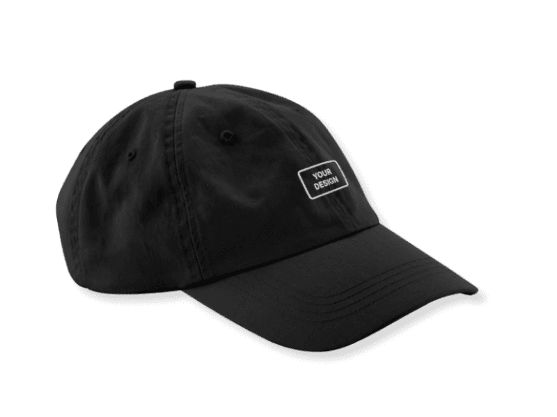 Adjustable organic cotton dad cap with embroidered logo.