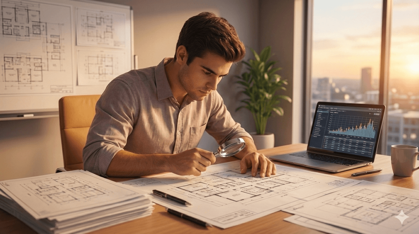 homme avec une loupe regardant les détails