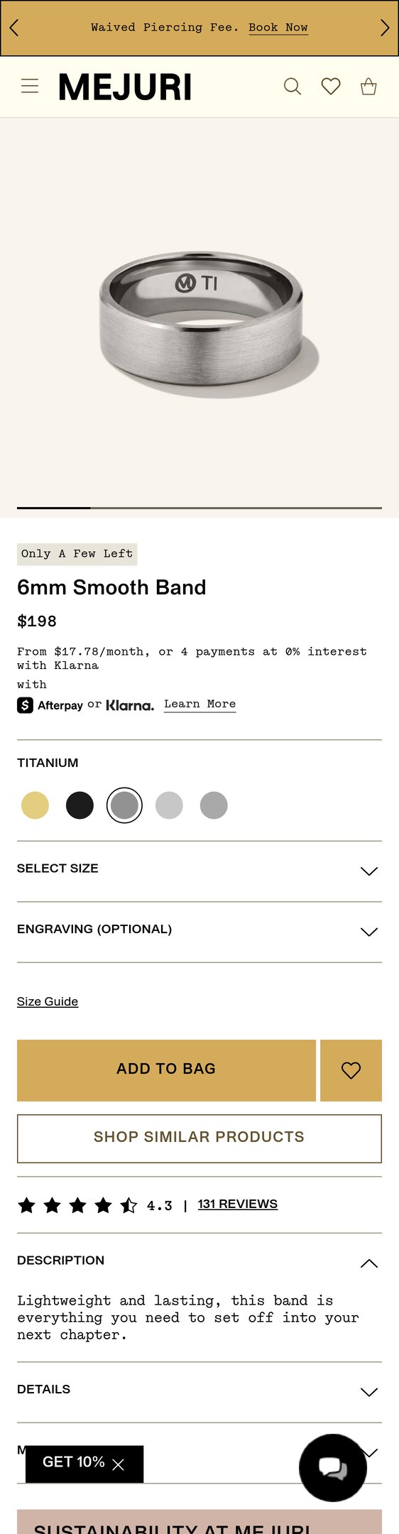 Jewelry product options include: ring for 14k Gold, White Gold & Platinum 6mm Smooth Band Ring - Jewelry from Mejuri.