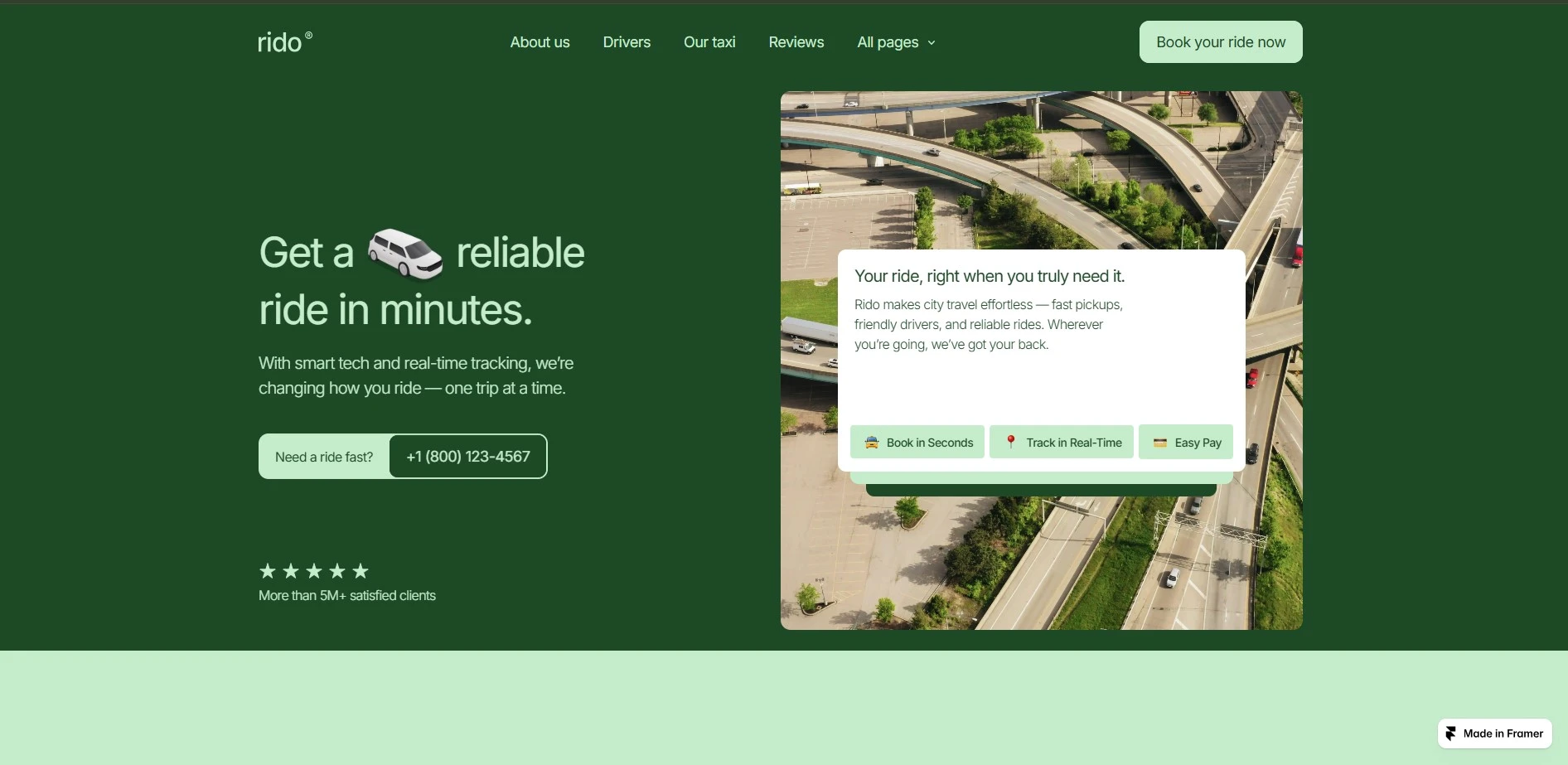 Rido workshop and garage Framer template for car service website