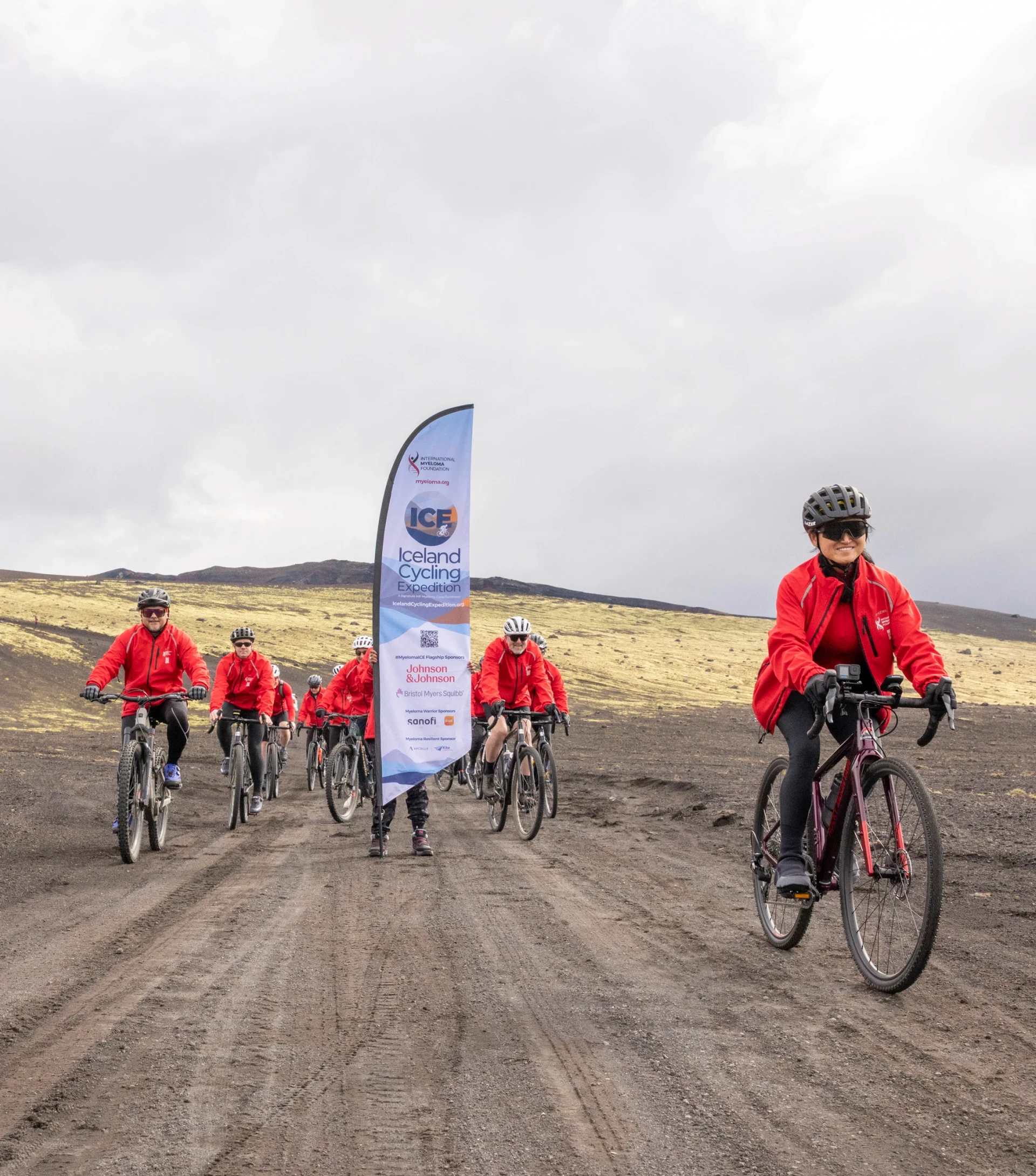 a group starts their cycling trip