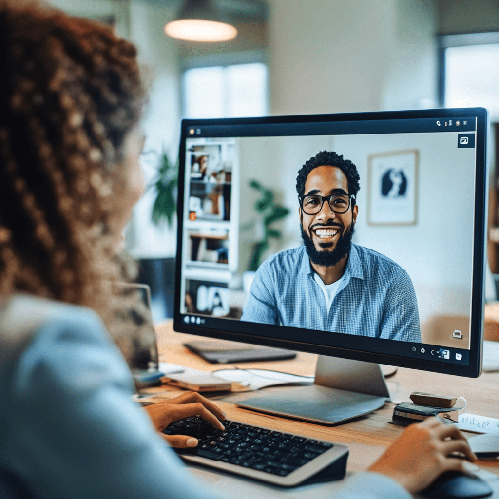 Virtual therapy session showing convenient access to online mental health care through secure telehealth platforms.