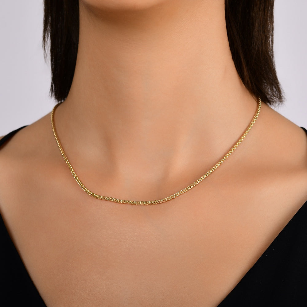 Assos Pırlanta 14 Ayar Altın Zincir Kolye 45 cm Tasarımı