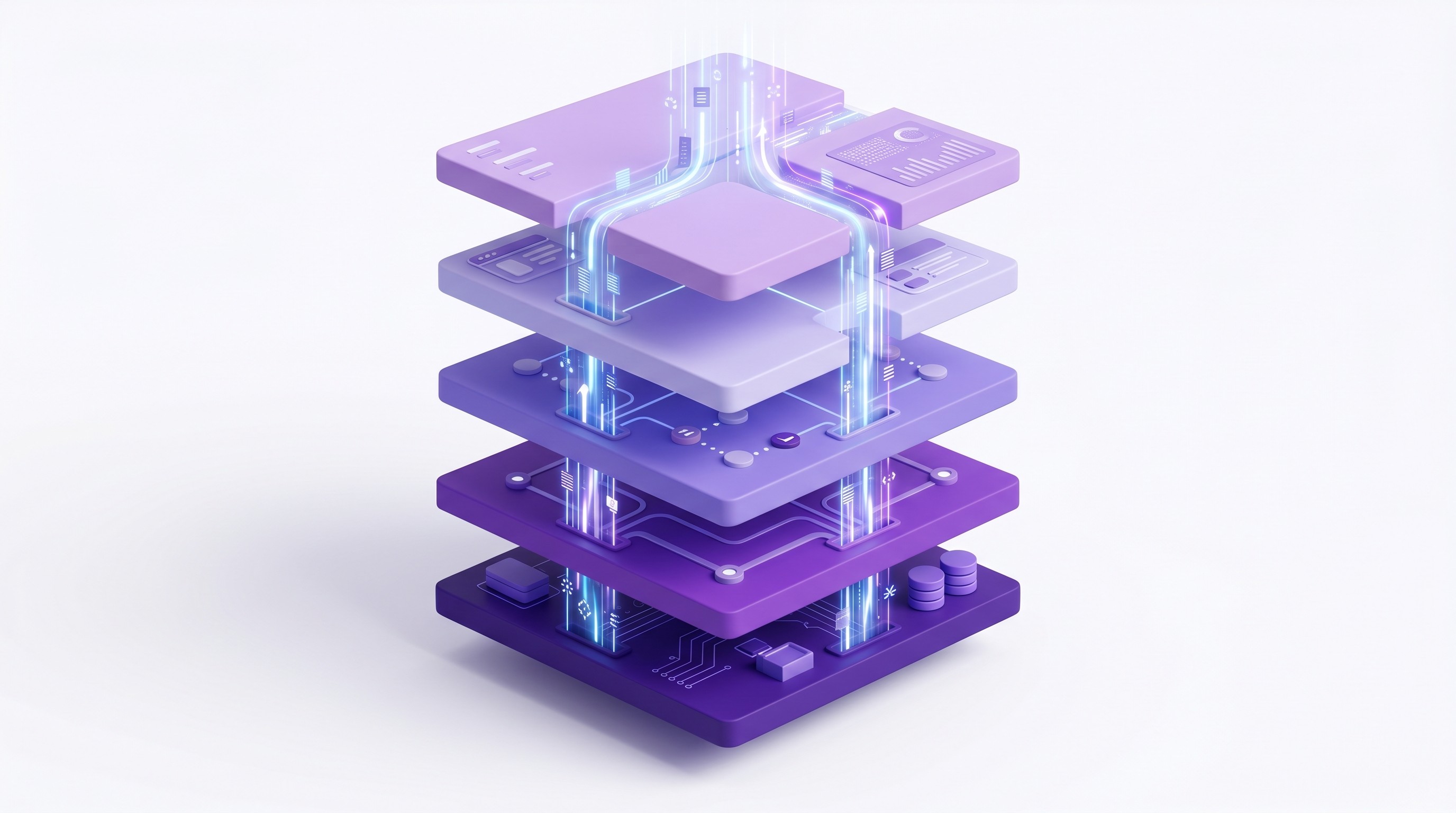 Five-layer Shopify order management architecture diagram for Plus operators