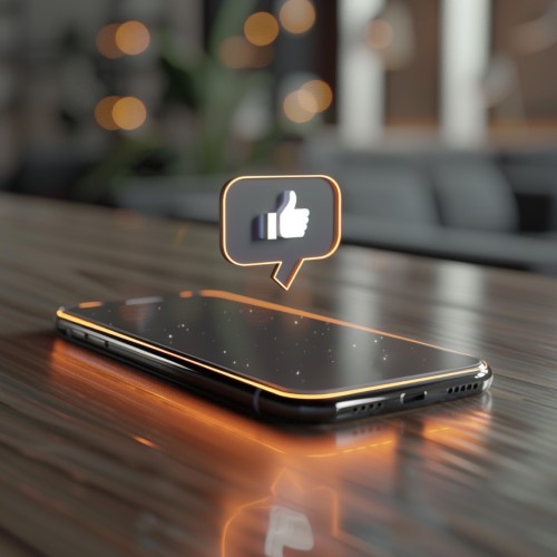 Ein Smartphone mit einem schwebenden Like Button darüber.