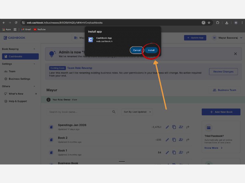 install cashbook app