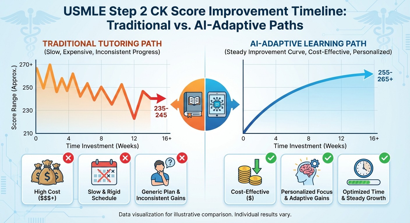 USMLE Step 2 CK score improvement comparison tutoring versus AI-adaptive prep