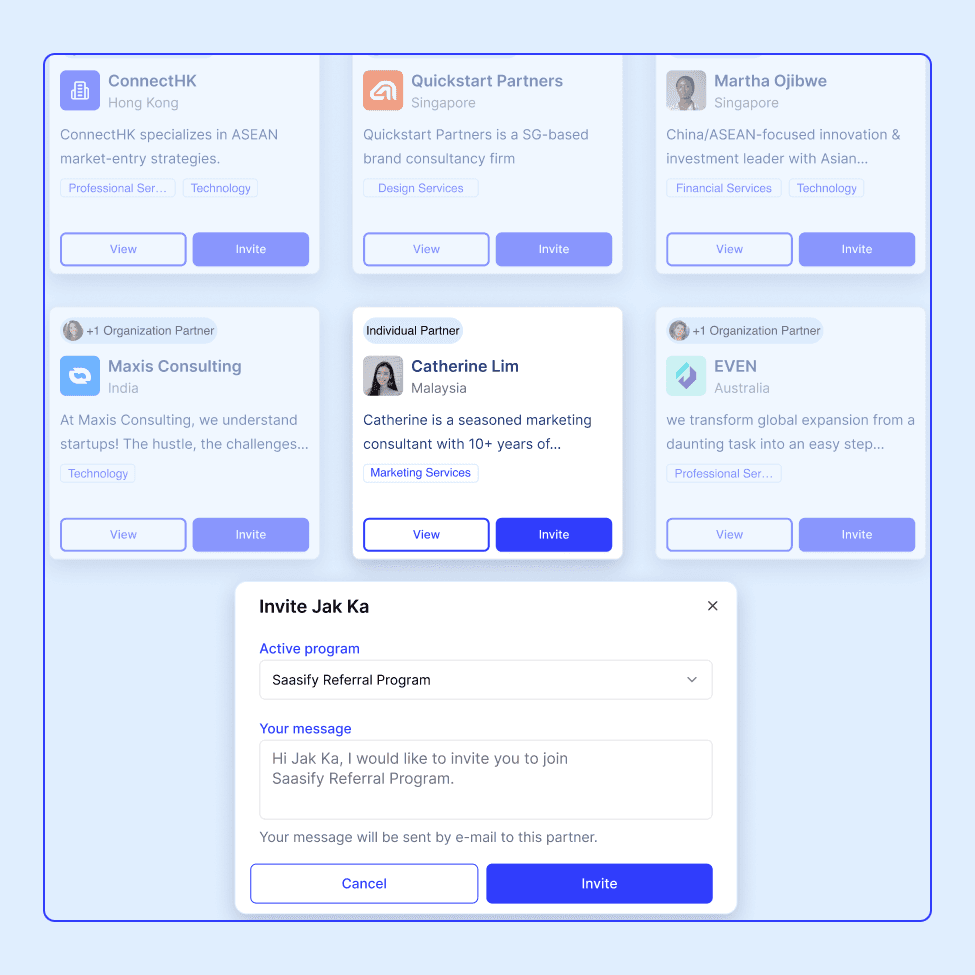 Expando AI™ offers visibility to your SaaS partner programs and a partner management dashboard for your partner recruitment needs