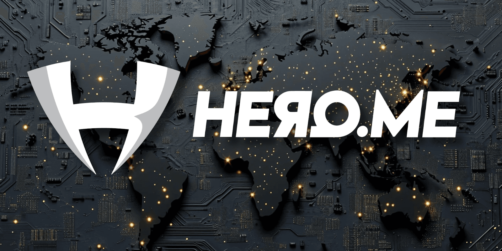 HERQ logo against a world map backdrop, symbolizing a people-powered lost-and-found network focused on community contribution and simplicity.