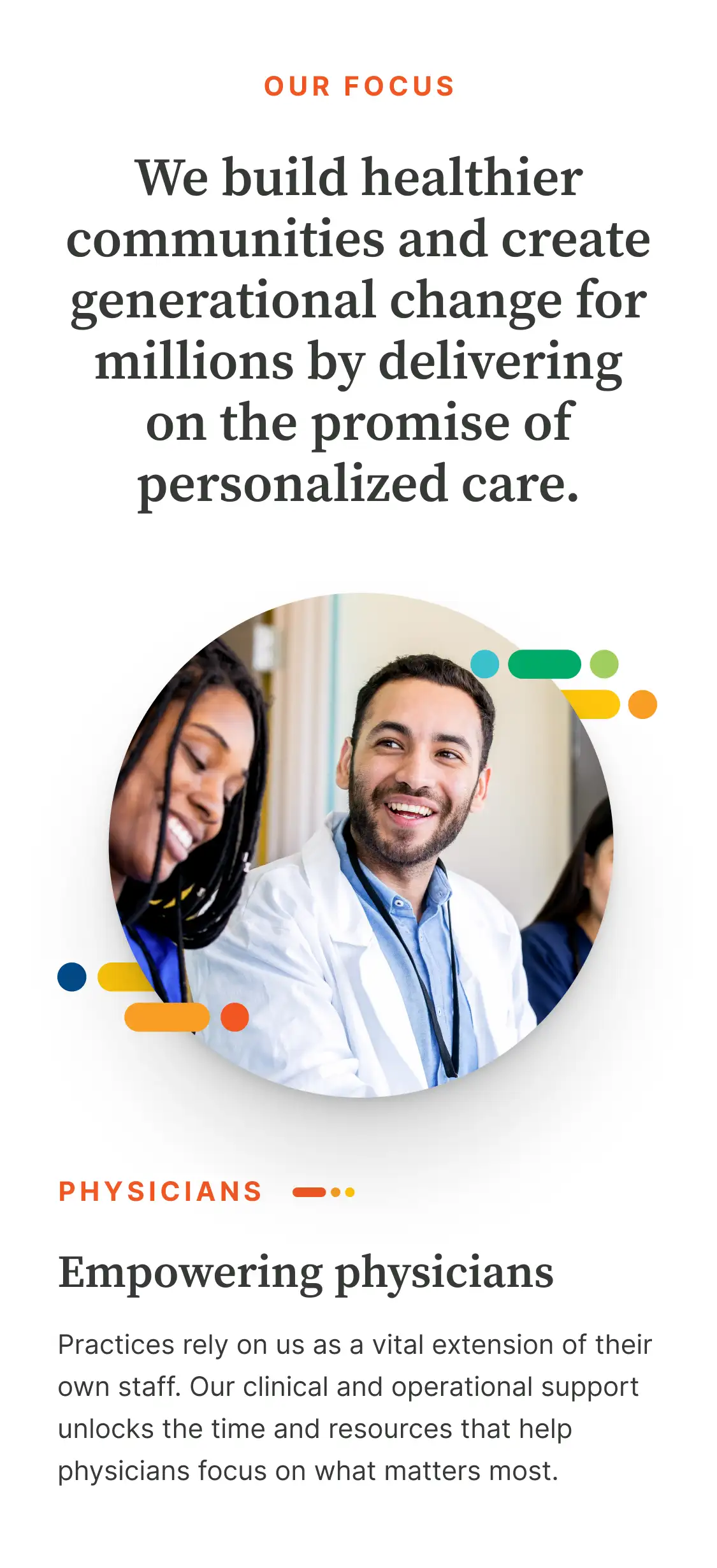 Catalyst Health Group mobile responsive design – focus section