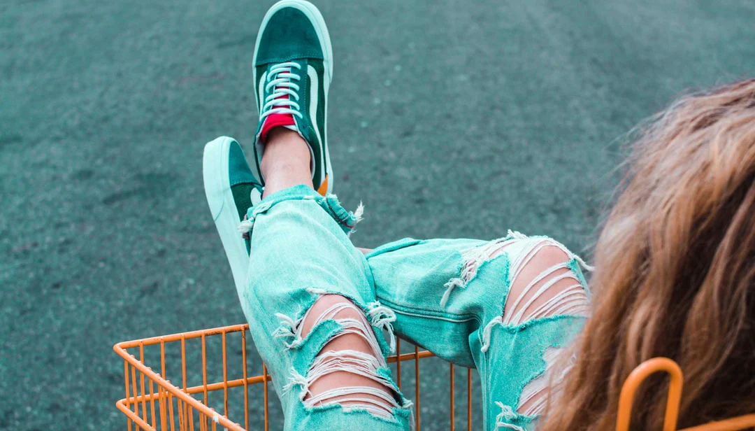 person sitting in orange cart