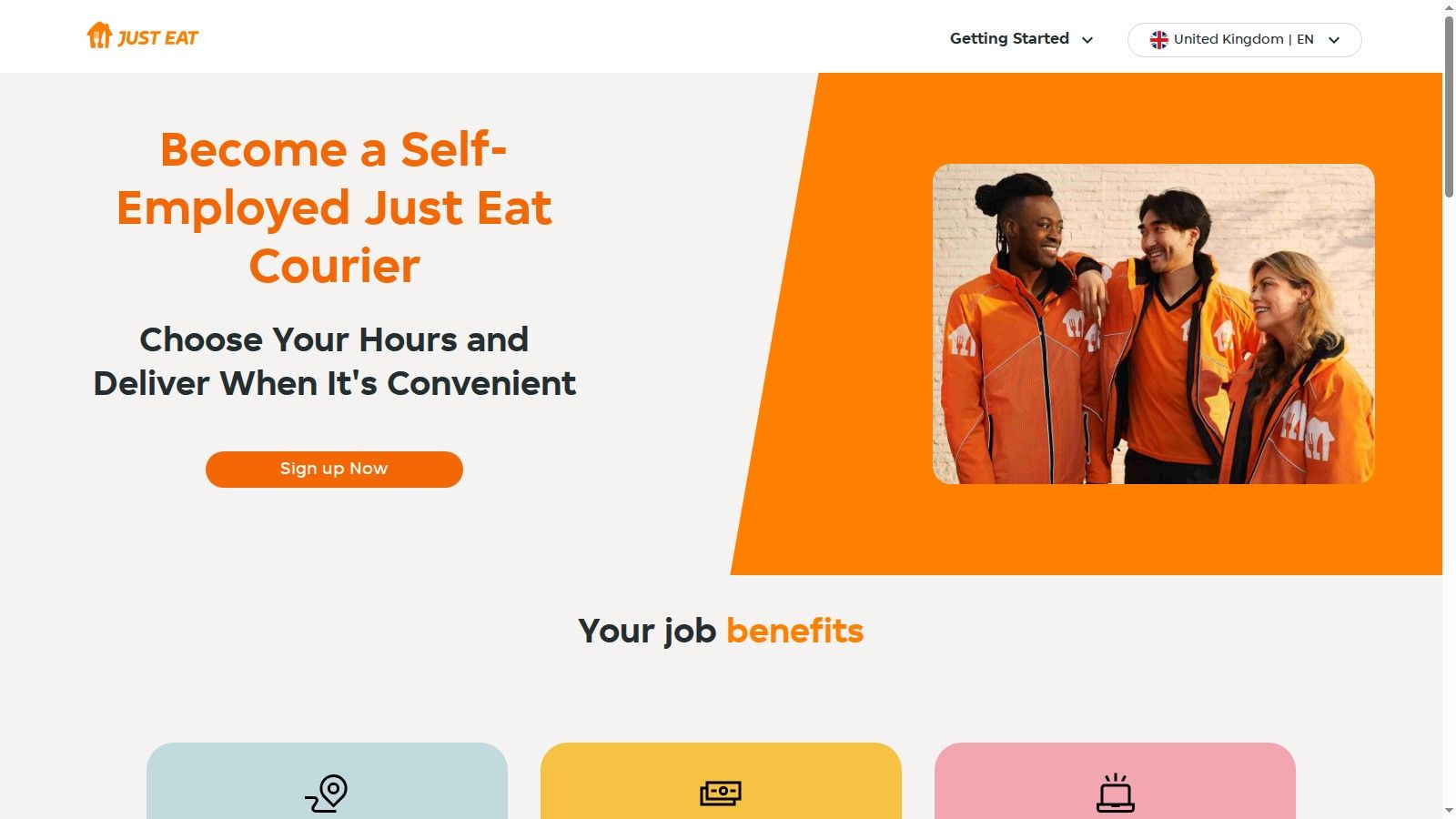 A Just Eat courier on a scooter, representing delivery side hustle apps in the UK.
