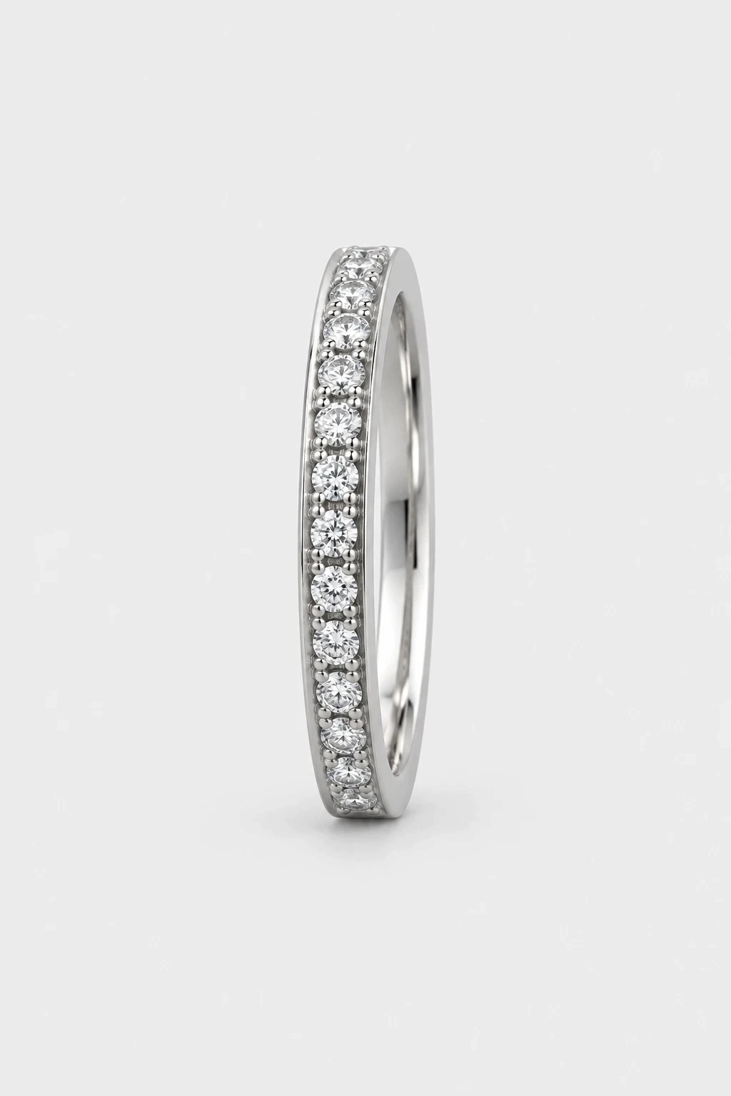 Silver pave band ring