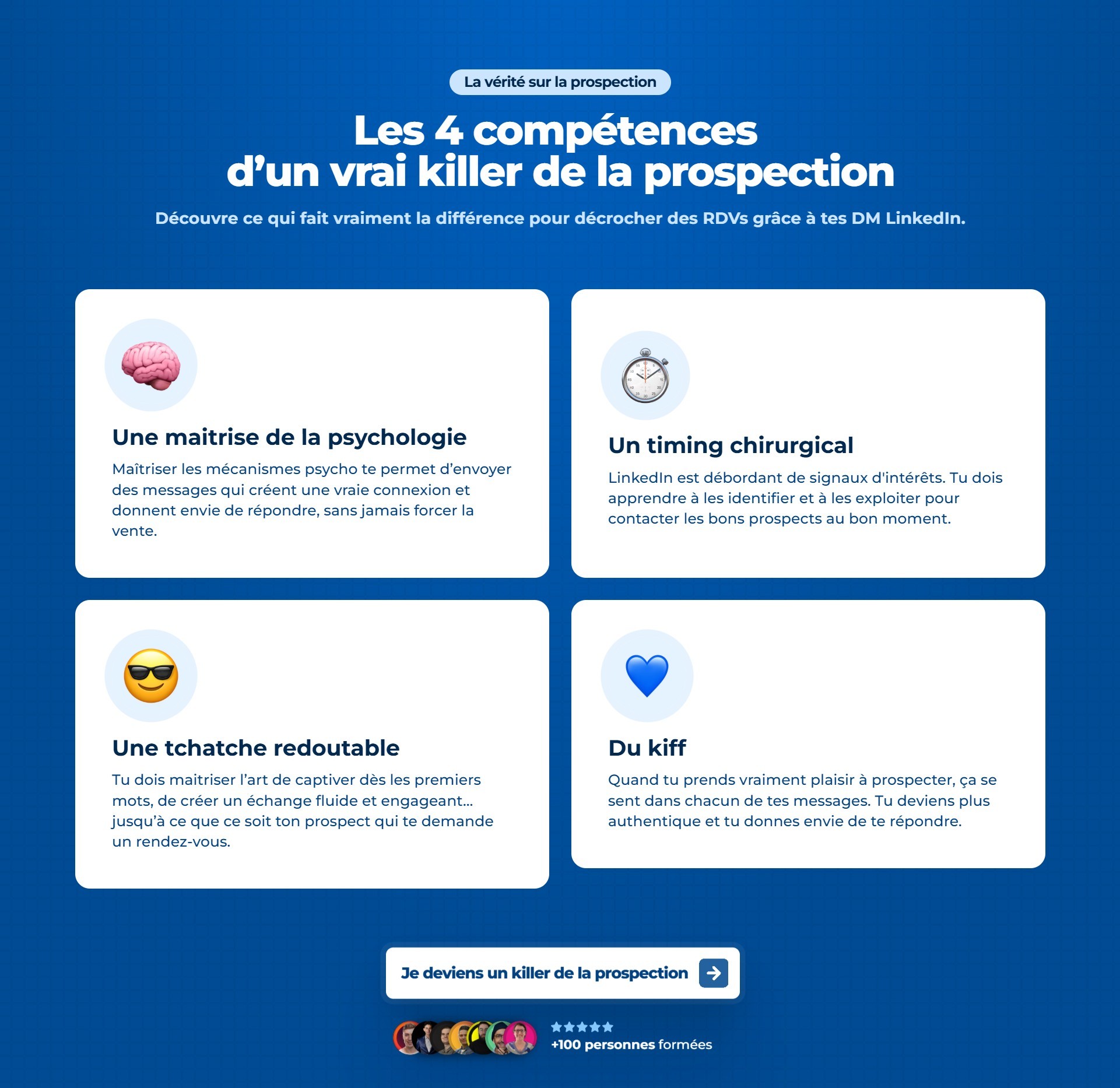 section compétences landing page dm killers