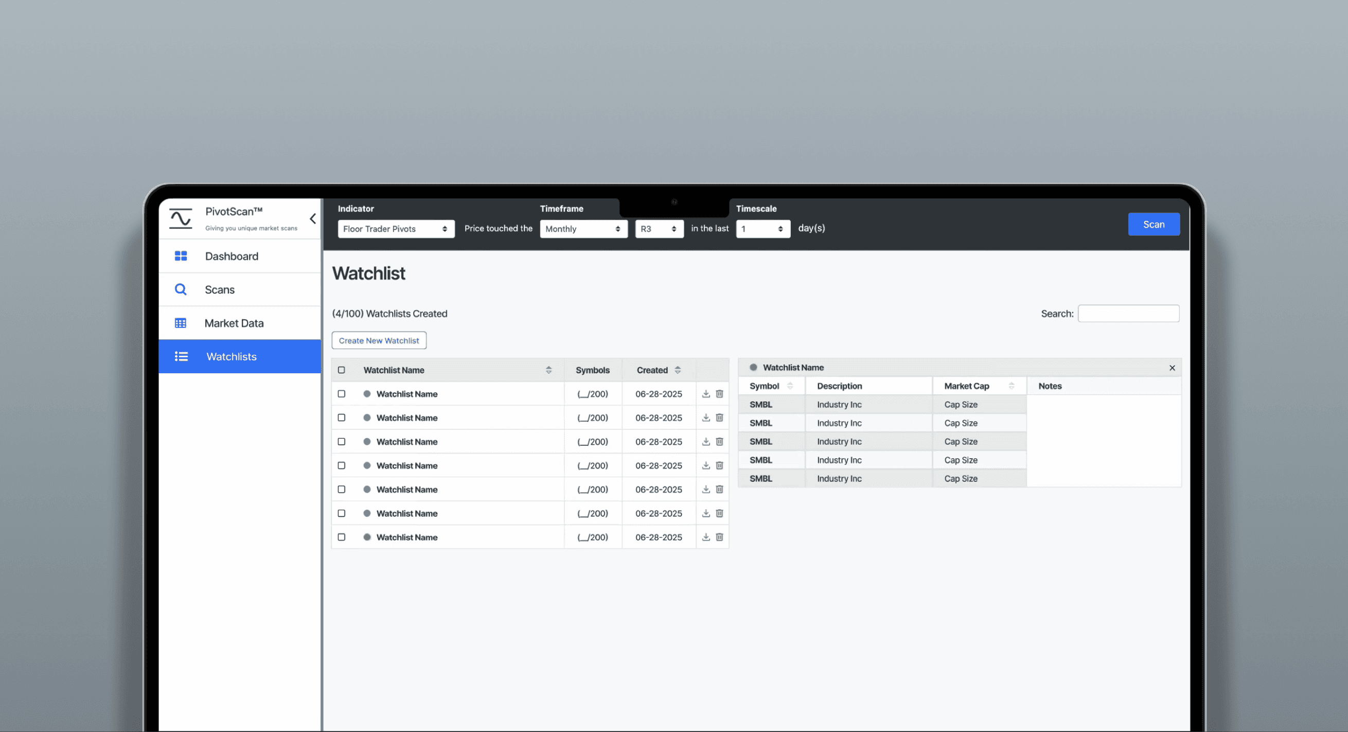 Watchlist notes UI