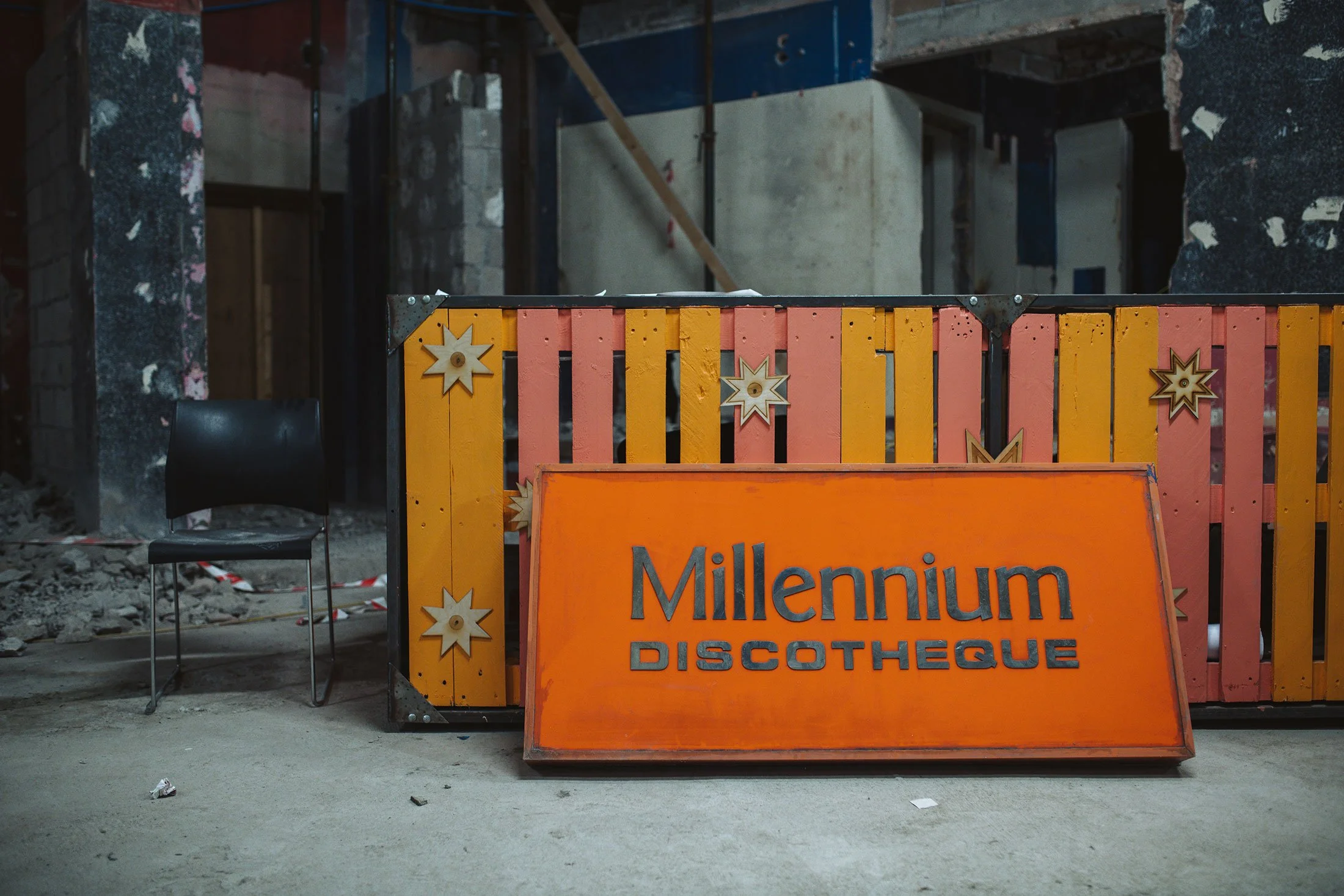 The original Millennium Discotheque sign inside the Millennium, Plymouth