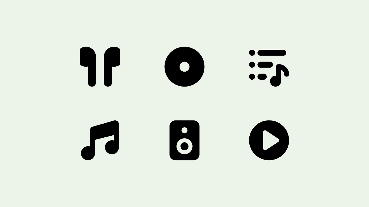 Cyber Solid Music Icon Set