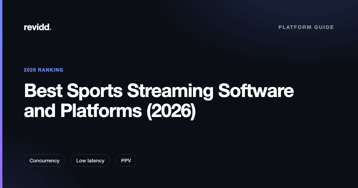 Comparison card for the best sports streaming software and platforms in 2026 for rights holders and leagues