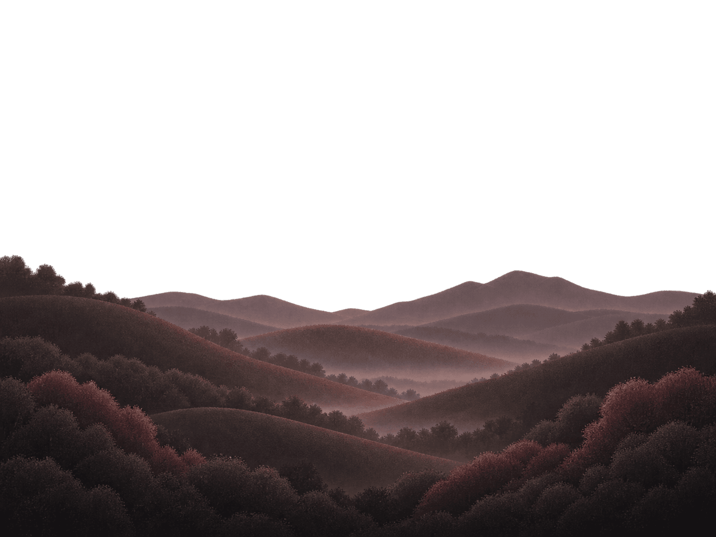 Distant hills fading into the evening haze