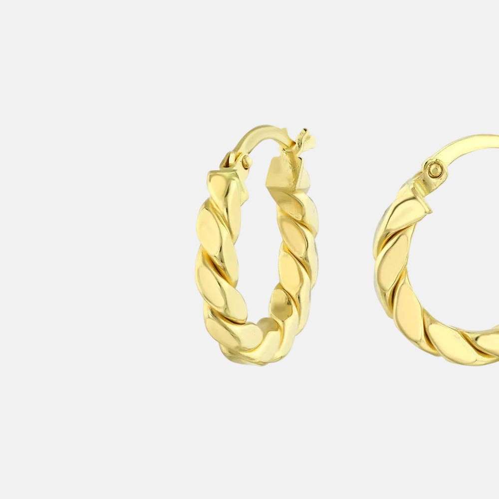 Assos 14 Ayar Altın Halka Küpe Zarif Burgu Tasarımlı Takı