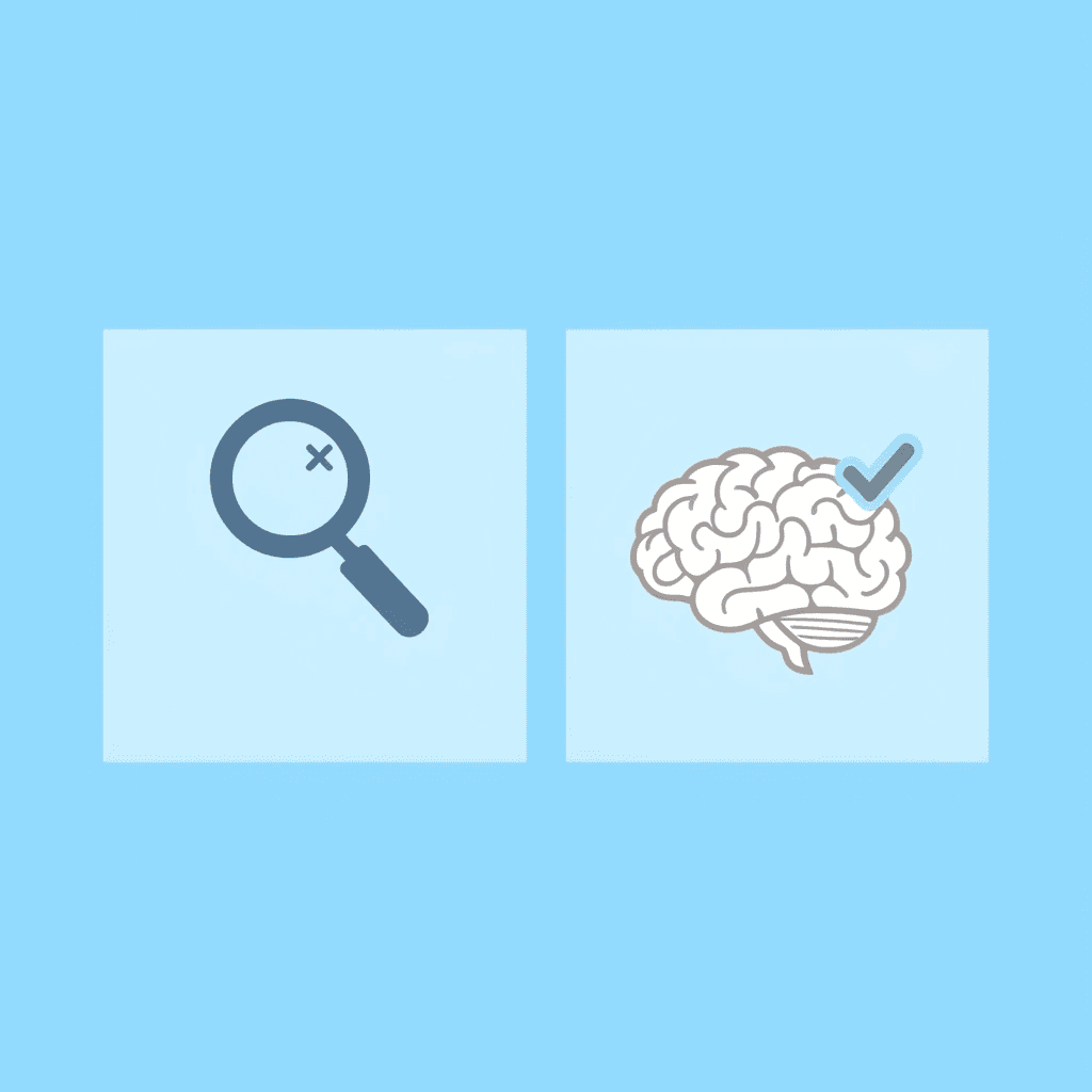 Before: Linear reading approach. After: Strategic extraction approach with checkmark