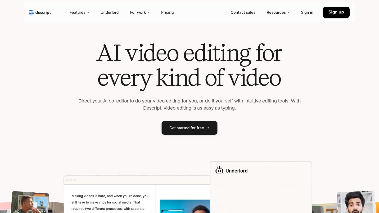 Descript's text-based video editing interface