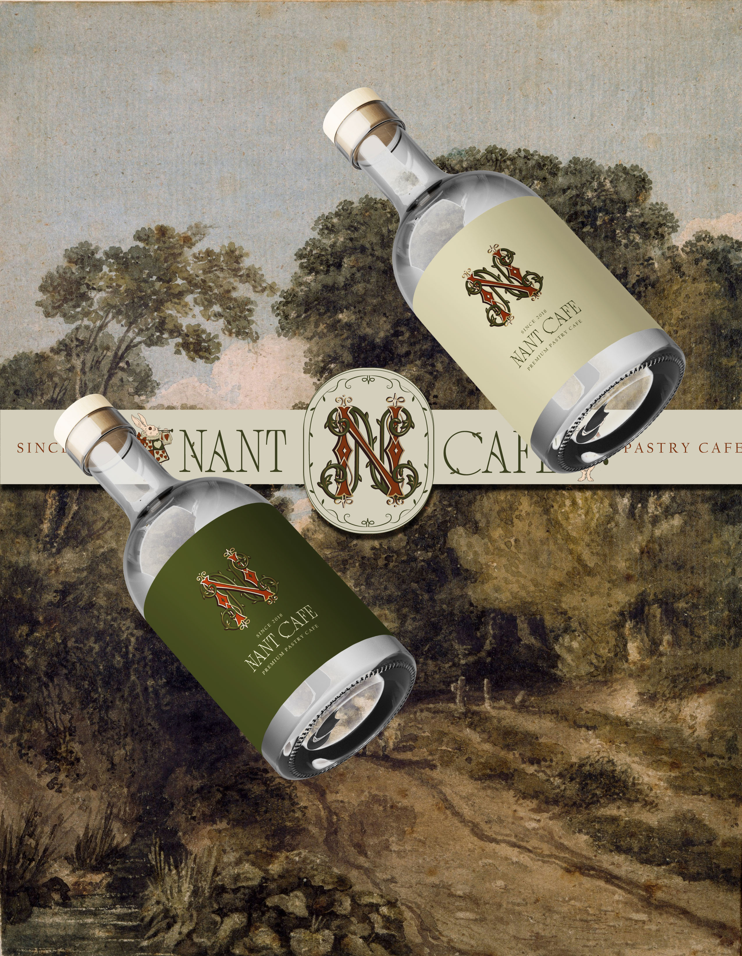 Close-up of a green crocheted handbag with a woven design and metal rings on the handles.