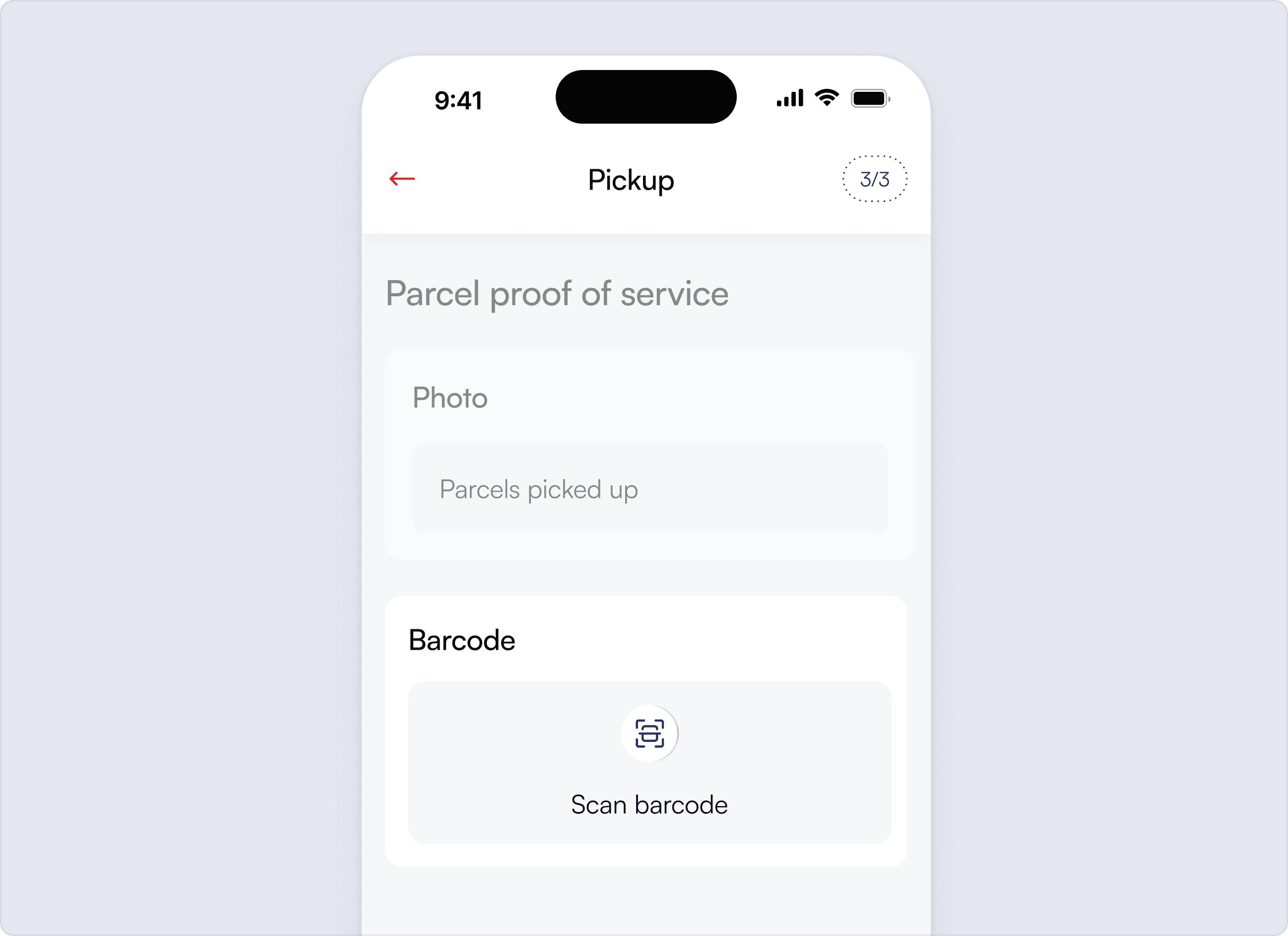 Parcel photo screen