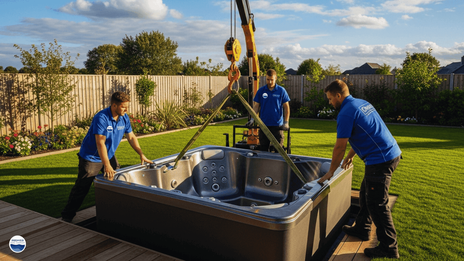 Professional installation of inground jacuzzi spa in backyard