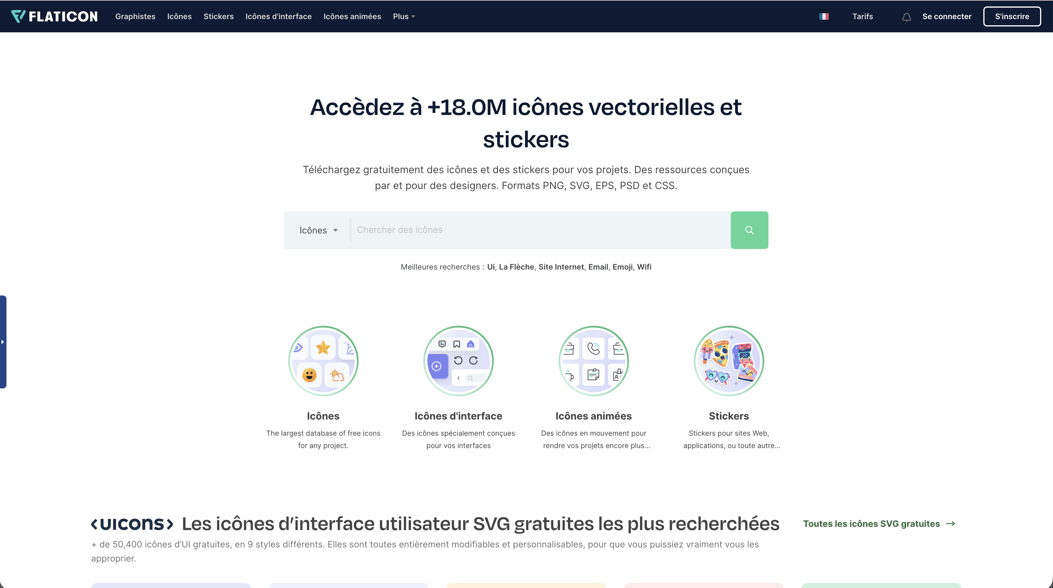 Capture d'écran du site Flat Icons
