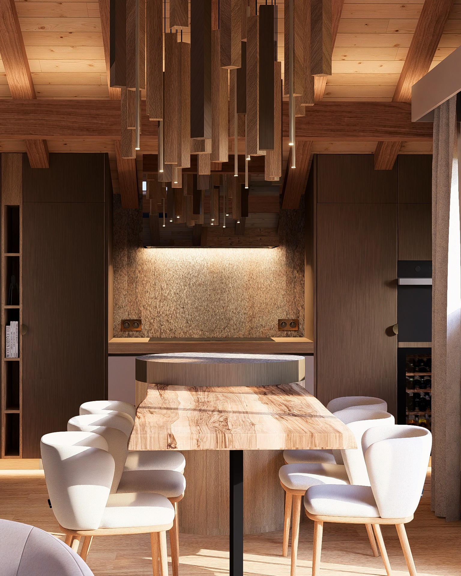 Projet de cuisine haut de gamme sur mesure par N6 Cuisine, alliant design architectural, matières nobles et conception entièrement personnalisée.