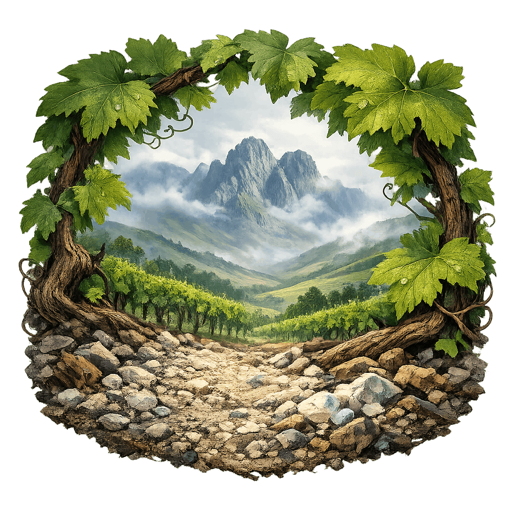 Detailed graphic of the Upper Hemel-en-Aarde Valley wine region.