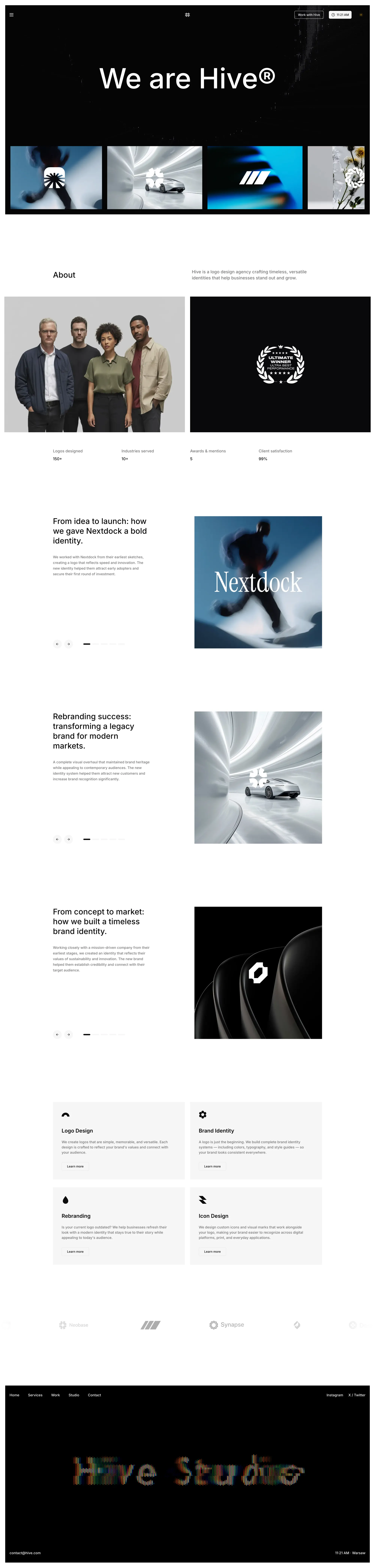 Hive - Modern Next.js Template portfolio page screenshot showcasing Advertising and Design design