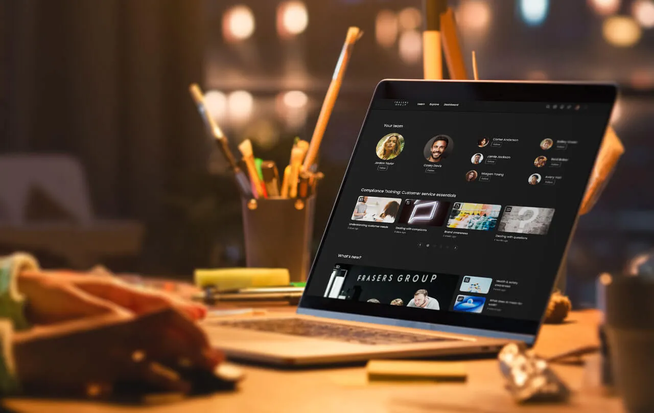 An open laptop showing the Thrive learning platform.