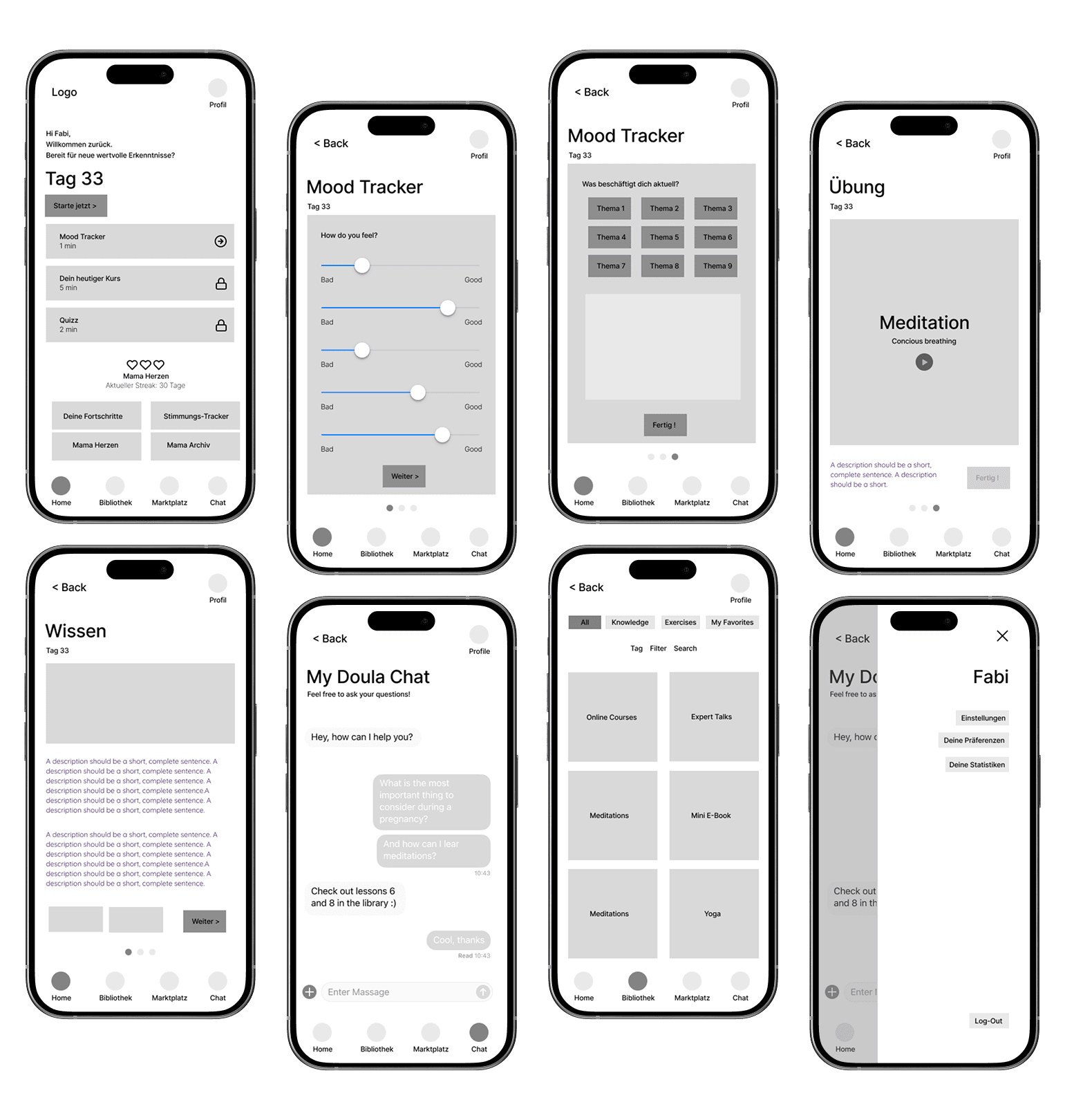 Design der Mid-Fi Prototypen