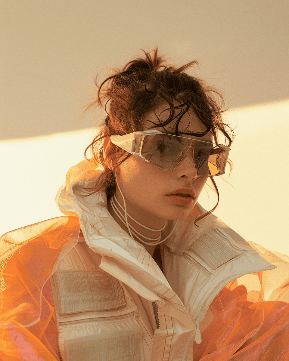 high-tech eywear on a woman wearing jackets