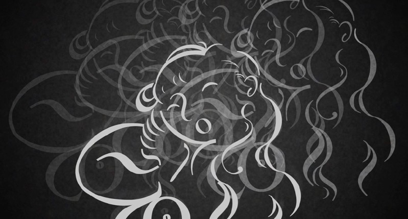 black and white type swirl