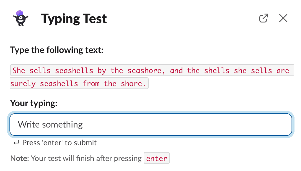 Typing Test example