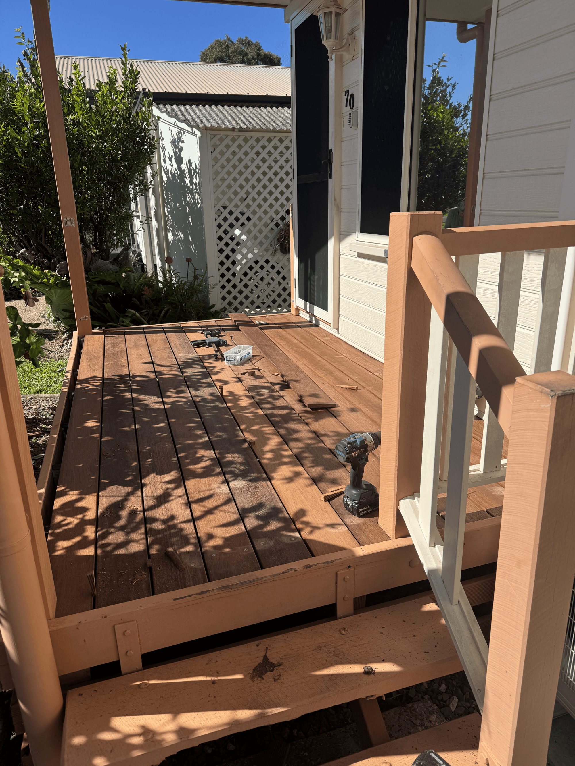 Small Patio deck for entranceway on a a residential property.