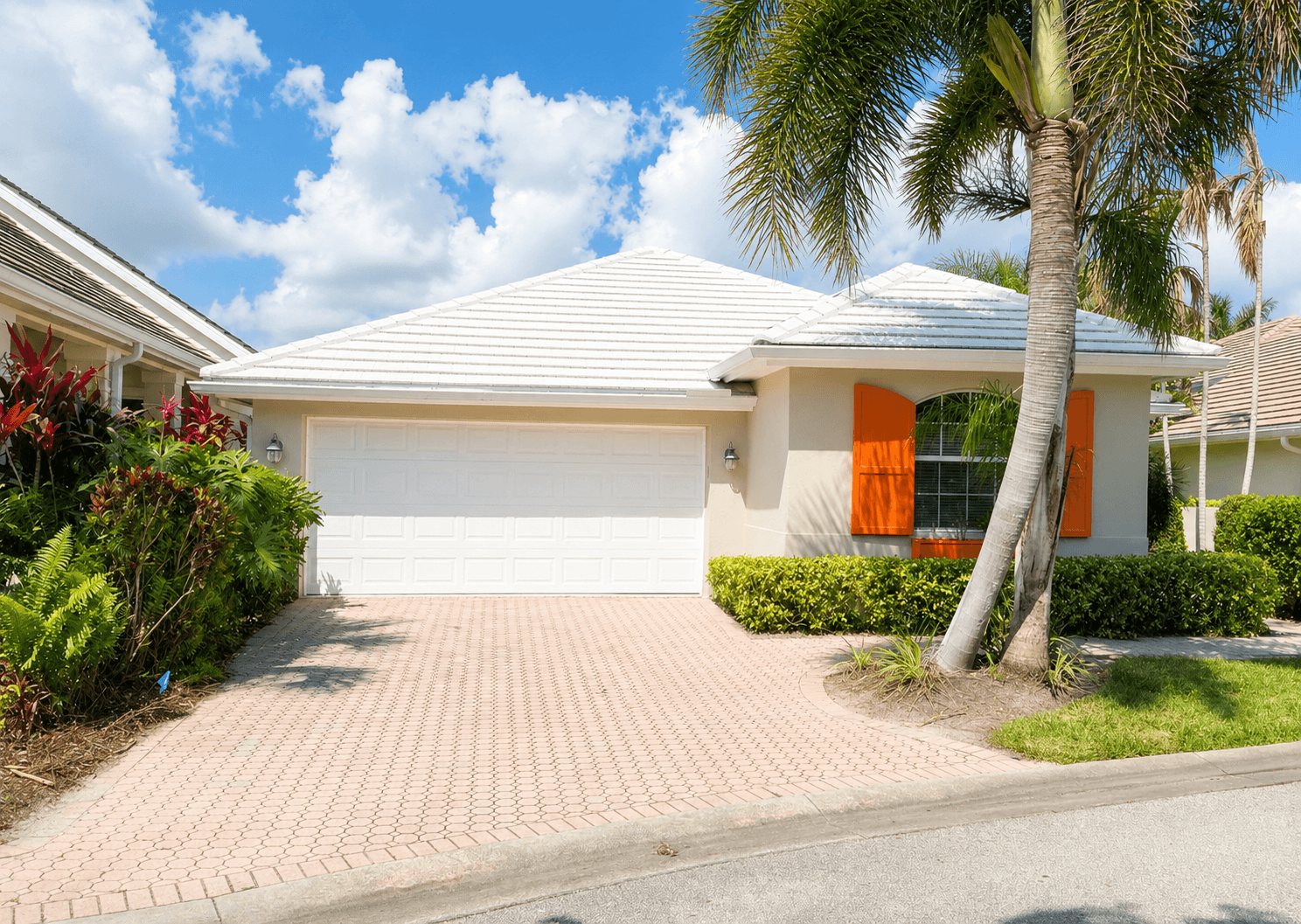 1998 New Roof Construction in Sea Oaks Lakeview Estates, Vero Beach with Entegra Flat Tile in White