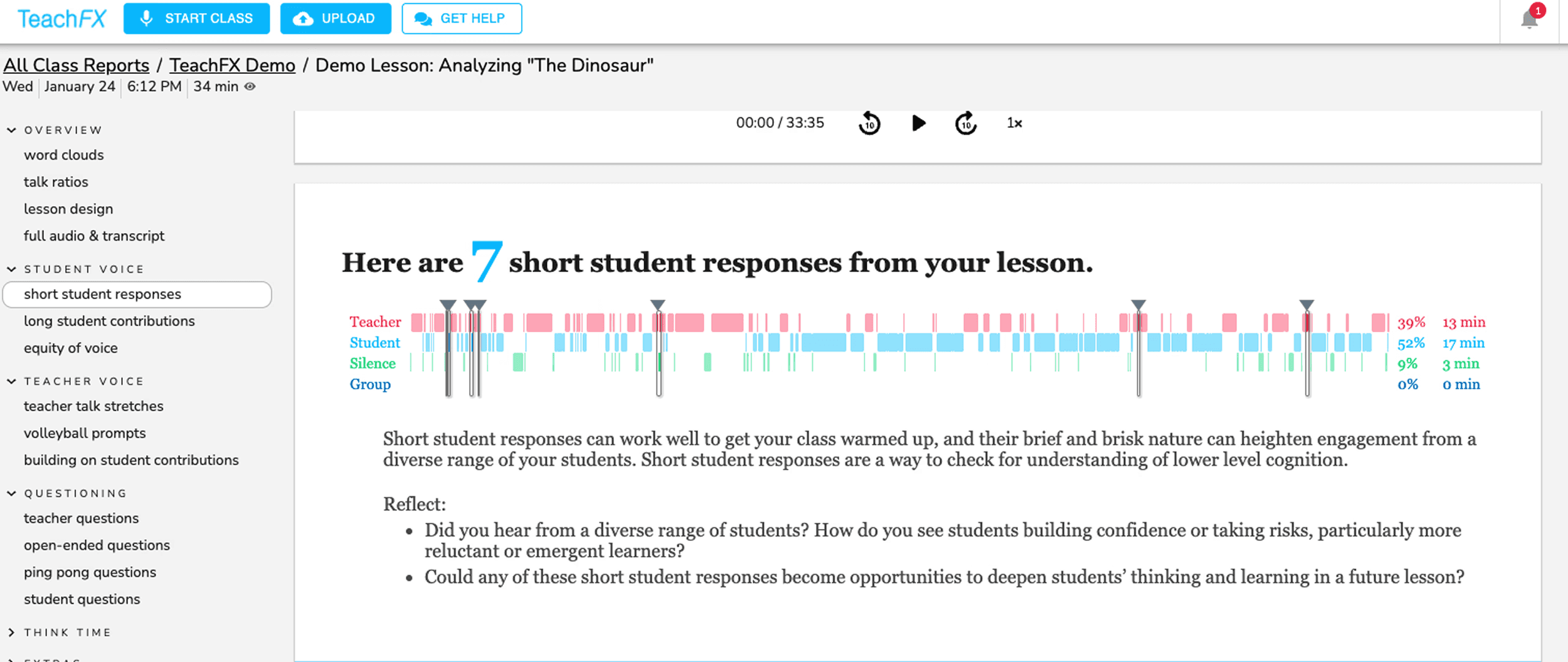 TeachFX student voice classroom insight