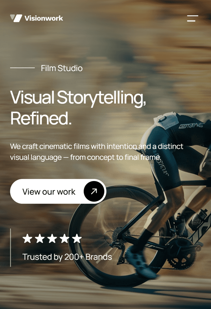 Homepage design showing a professional cyclist in a brown, autumn-toned environment.