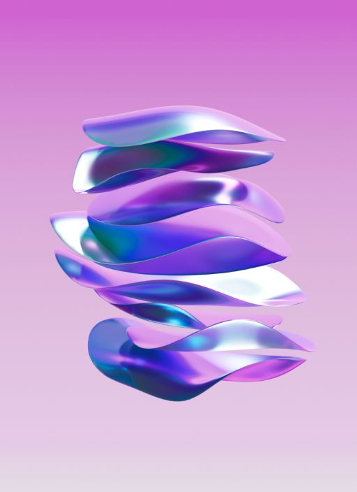 Unusual glimmering 3d shape on light background.