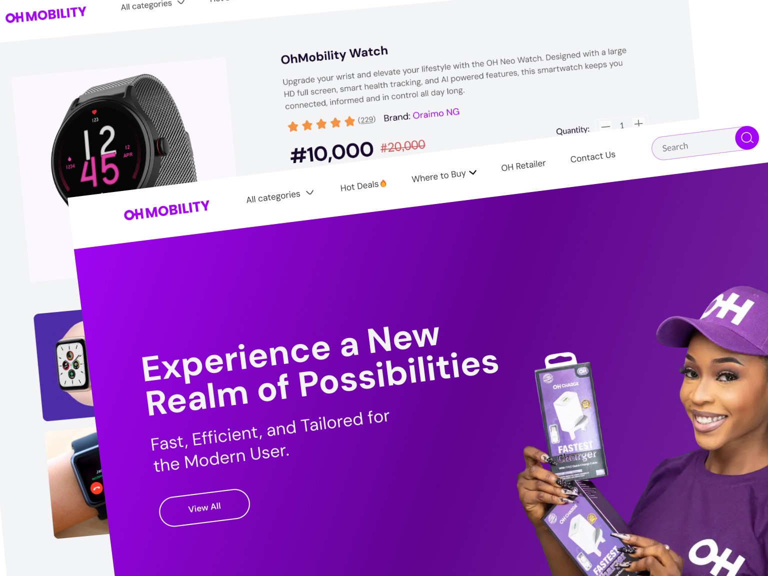 A two screens from the hair salon website