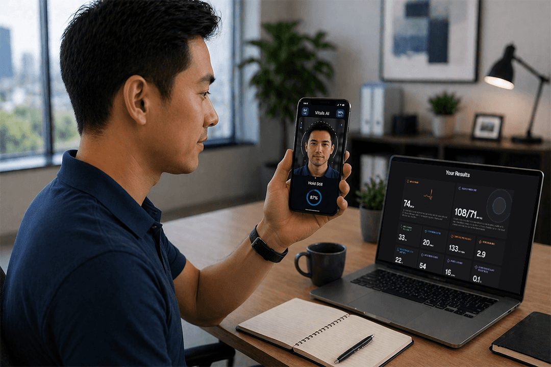 UPvio Vitals AI Phone Camera Measuring Heart Rate
